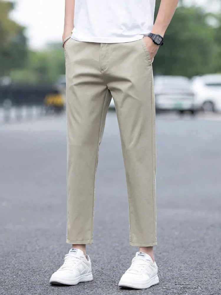 Mens Clothes Spring Summer Thin Casual Pants Men Slim Fashion Stretch Business Korean Trousers Social Leisure Ankle Length Pants