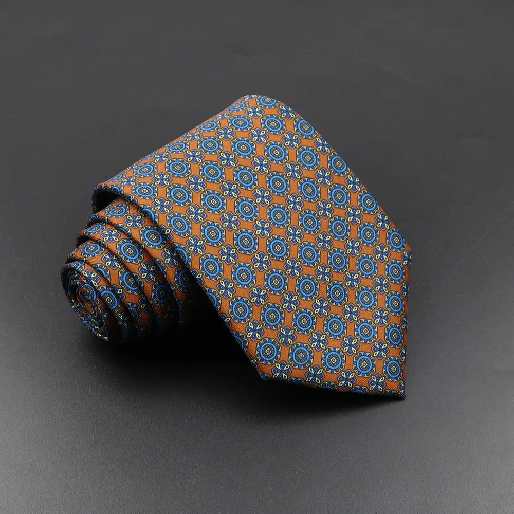 Men's Fashion Silk Tie 7. Soft Novelty Tie Blue Green Orange Color Tie