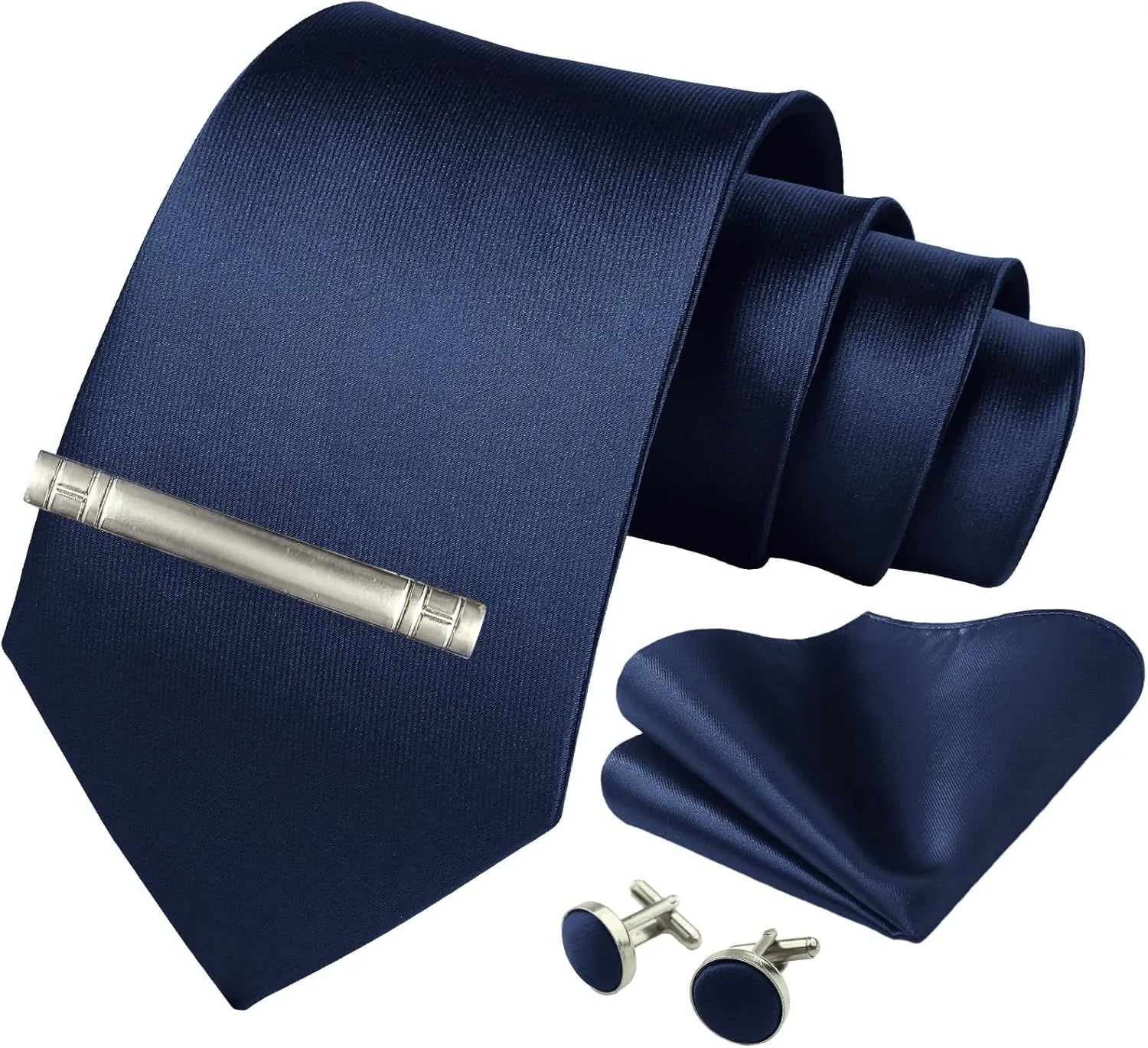 Mens Silk Tie 8cm Solid Red Blue Necktie Handkerchief Cufflinks Gift box set Formal Ties For Man Workplace Business Wedding Gift