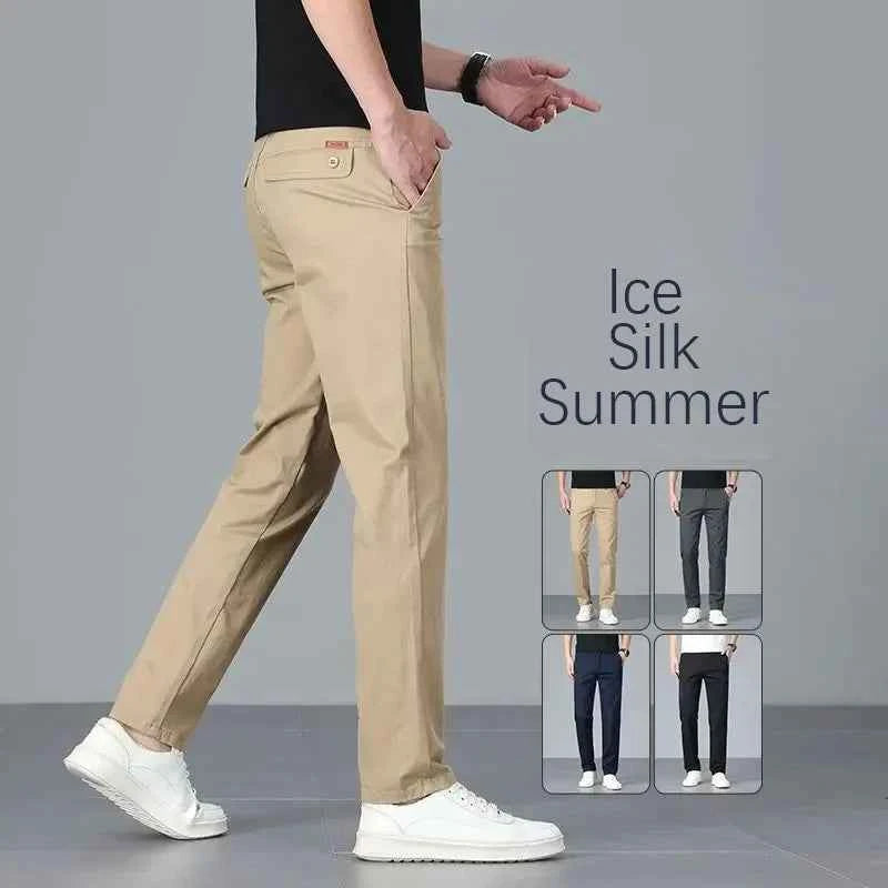 Men's casual pants 2025 New Spring and autumn casual straight business outdoor workwear thick cotton-like long pants