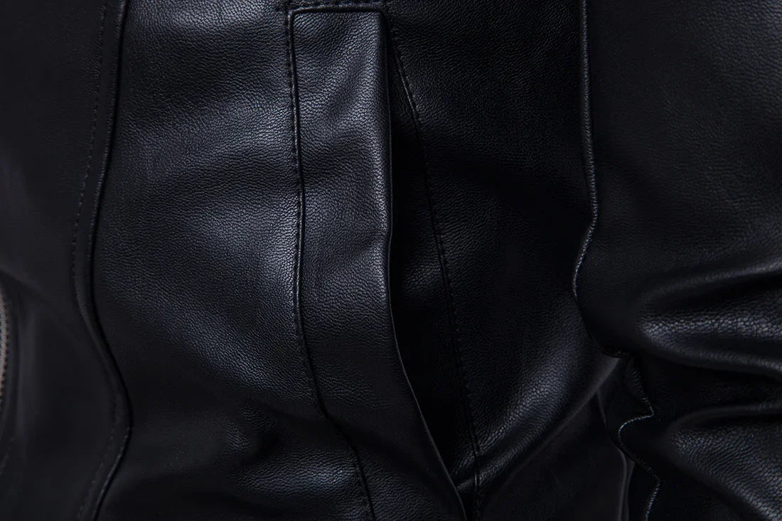 Men's Bomber Jackets Fashion Men Faux Leather Coat Zipper Overcoat Mot
