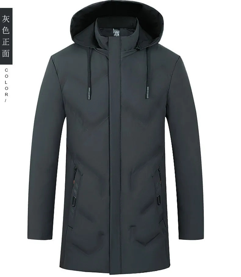 Top Grade Designer New Brand Men Parka Jacket Casual Fashion Hooded Pu