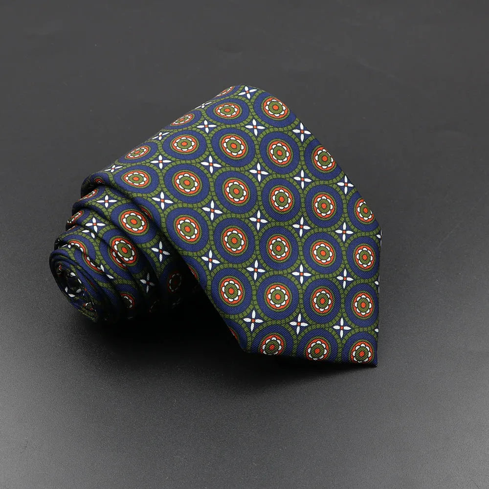 Men's Fashion Silk Tie 7. Soft Novelty Tie Blue Green Orange Color Tie