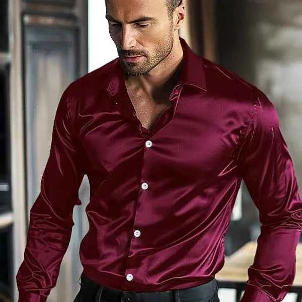 Camisas De Hombre Fashion Solid Shirts MenVintage Button Turn-down Collar Loose Shirt For Mens Clothes Long Sleeve Cardigan Tops