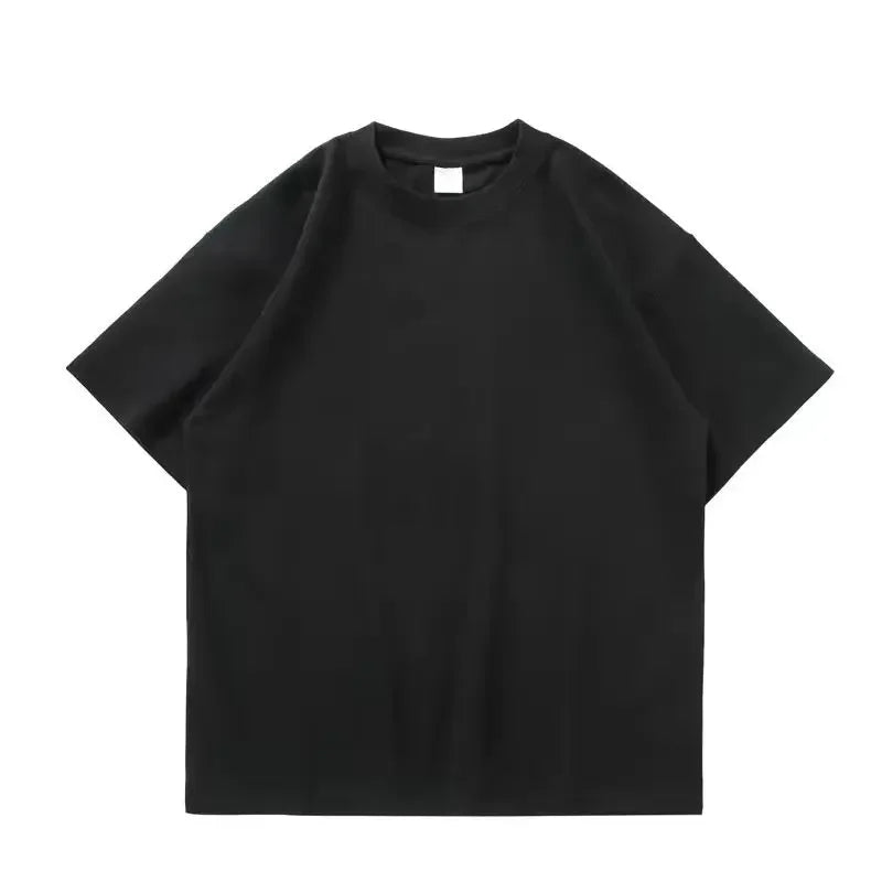 Black White GSM 500g Heavy-duty Pure Cotton T-shirt Thickened Threaded