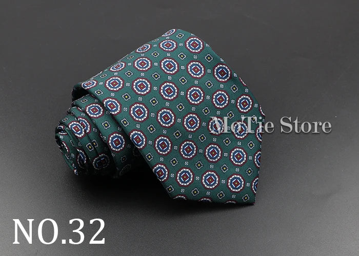 Men's Fashion Silk Tie 7. Soft Novelty Tie Blue Green Orange Color Tie