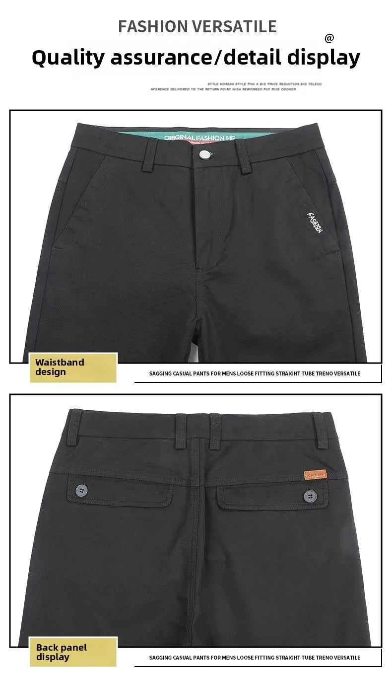 Men's casual pants 2025 New Spring and autumn casual straight business outdoor workwear thick cotton-like long pants