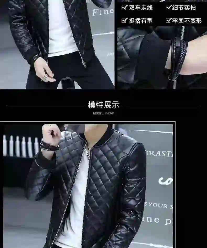 Mens Biker Clothes Slim Fit Casual Leather Jackets Trendy Mens Jackets Fashion Brand Vintage Leather Coats Men's Motorcycle Coat