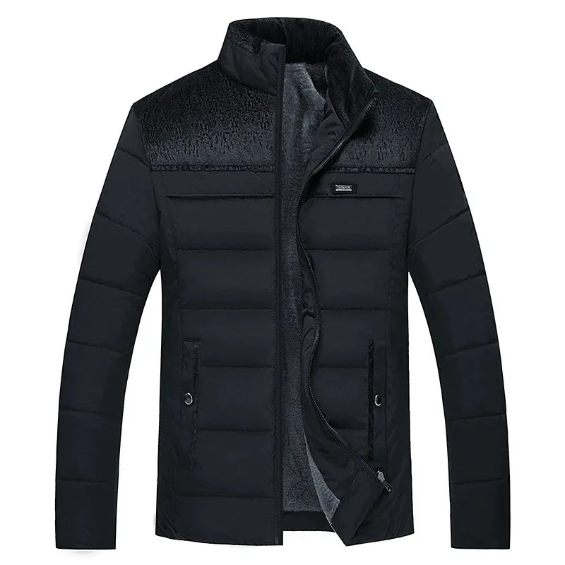 Puffer Jacket Men's Plush Thickened Parkas Stand Collar Jacket Men's C