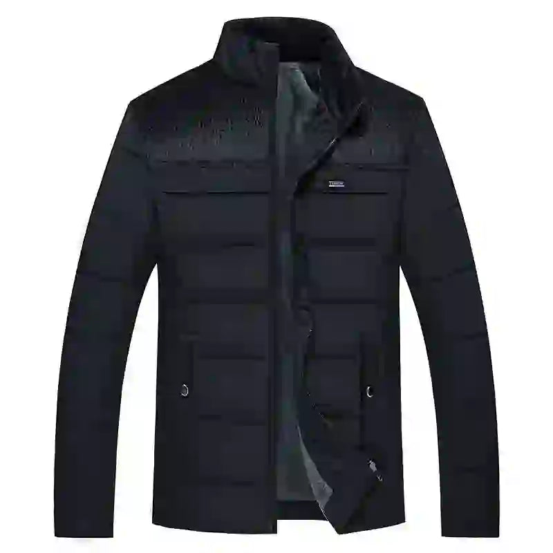 Puffer Jacket Men's Plush Thickened Parkas Stand Collar Jacket Men's C