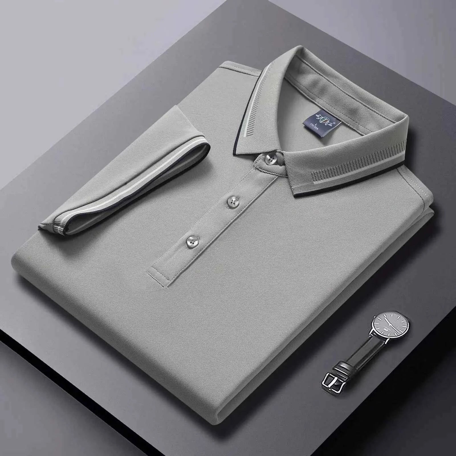 Men's POLO T-shirt Short sleeve shirt 5XL high stretch ice silk summer business casual non-ironing solid color anti-wrinkle