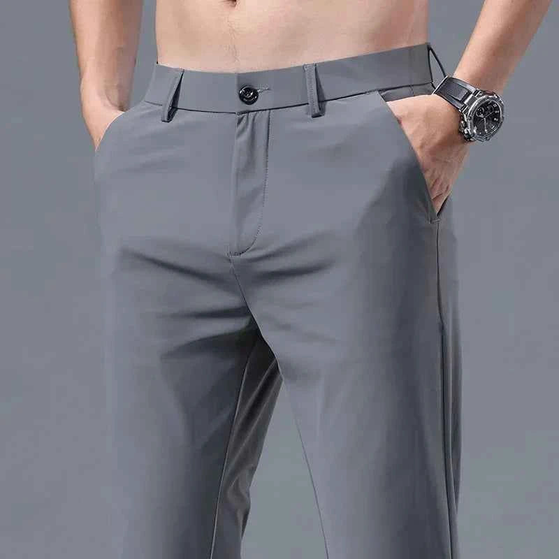 Men's Thin Slim Straight Casual Pants Business Leisure Classic Spring Summer Trousers Brand Clothing Elasticity Male Pants