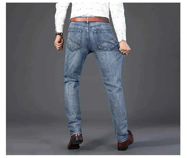 2025 Men’s High-Quality Denim Pants Spring Casual Business Straight Fit Loose Elasticated Mens Pants for Daily Wear Office Wor