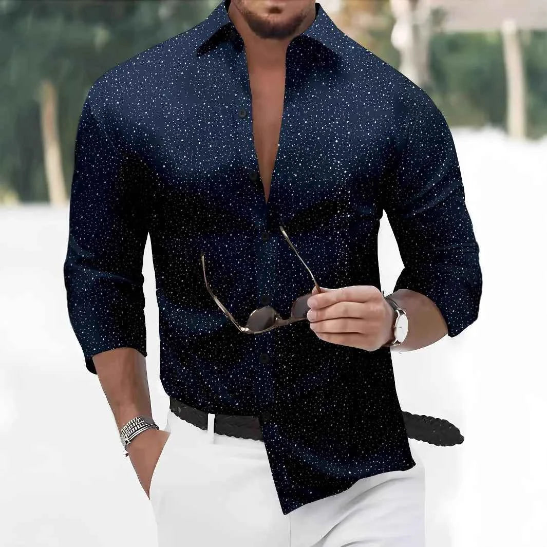 European and American men's shirts - Trendy sport and casual fashion - Decorated with gold printing - Casual wear style - Long s