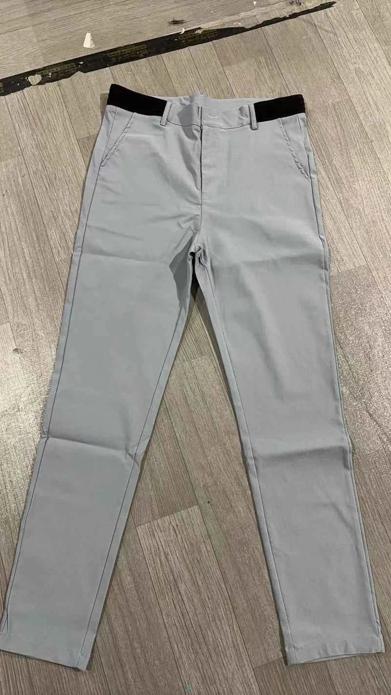 New Men's Casual Work Pants Business Cotton Trousers Spring Autumn Solid Color Pants Elegant Slim Fit Versatile Long Pants Male