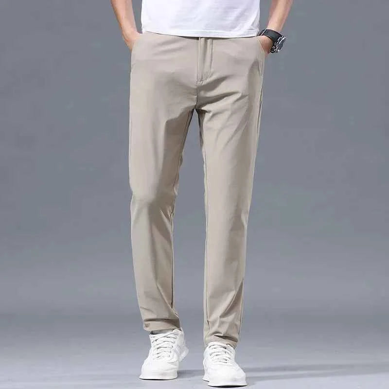 Men's Thin Slim Straight Casual Pants Business Leisure Classic Spring Summer Trousers Brand Clothing Elasticity Male Pants
