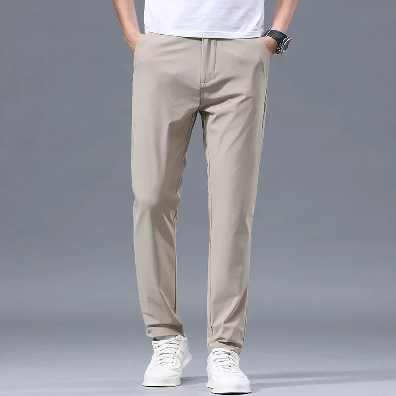 Men's Thin Slim Straight Casual Pants Business Leisure Classic Spring Summer Trousers Brand Clothing Elasticity Male Pants
