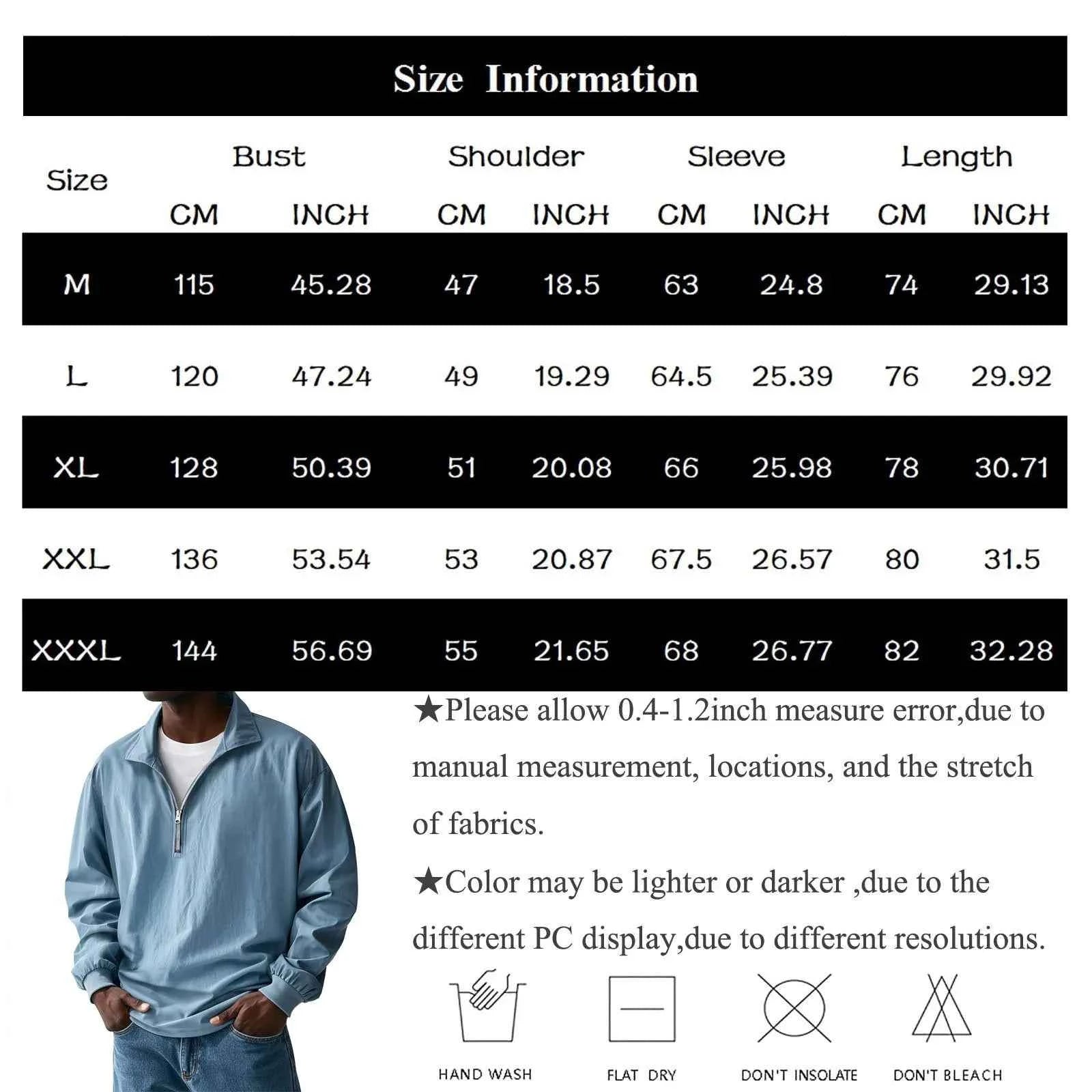 ‌Mens Loose Fit Casual Hoodie Long Sleeve Lapel Zip Up Light Blue Cotton Breathable Streetwear Stylish Top