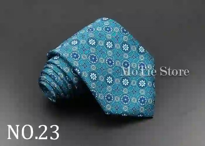 Men's Fashion Silk Tie 7. Soft Novelty Tie Blue Green Orange Color Tie