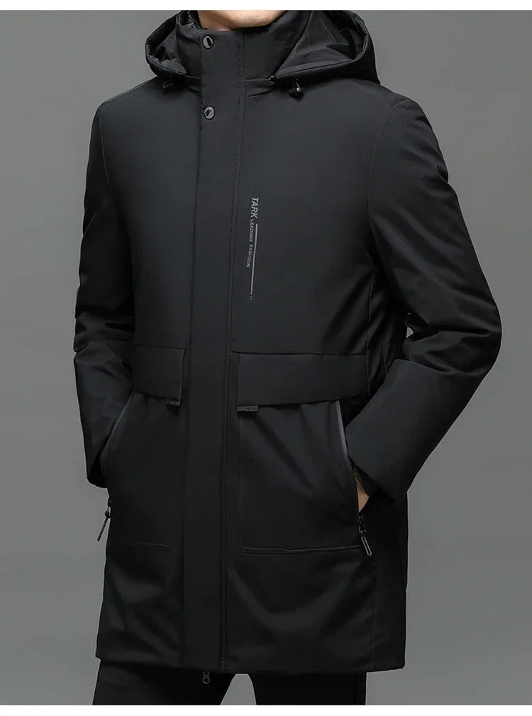 Men's Hooded Jackets Casual Outwear Long Parkas Men New Autumn Winter