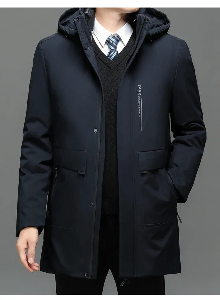 Men's Hooded Jackets Casual Outwear Long Parkas Men New Autumn Winter