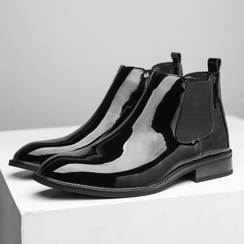Black Chelsea Boots | Men’s Ankle Boots | Vintage Patent Leather