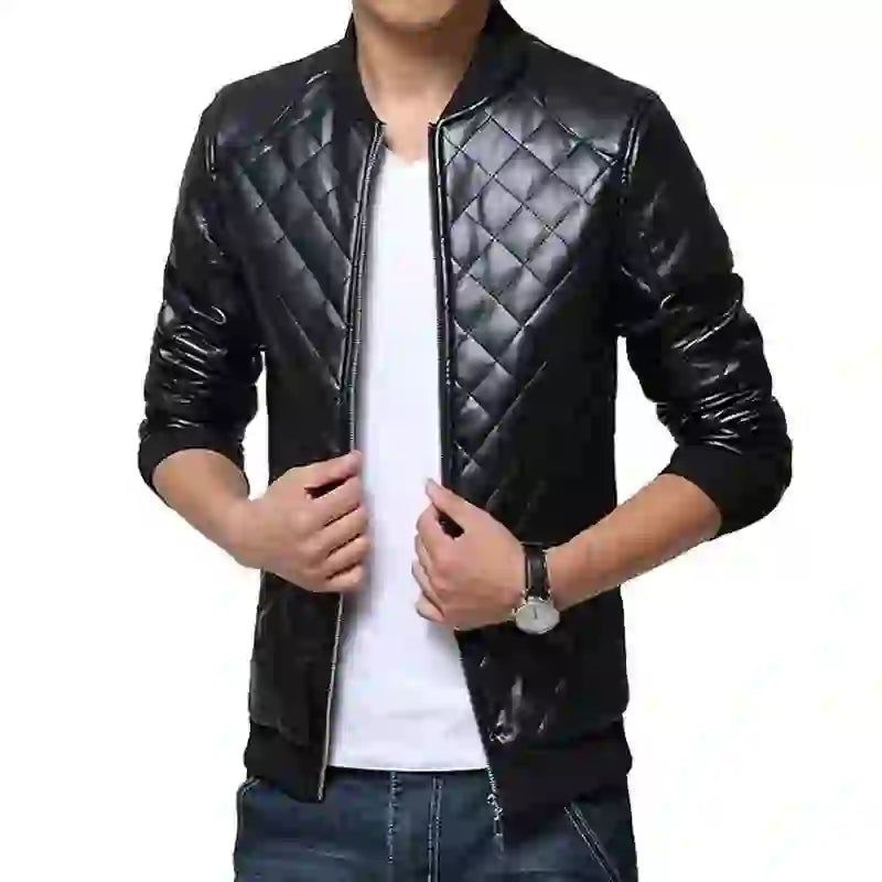 Mens Biker Clothes Slim Fit Casual Leather Jackets Trendy Mens Jackets Fashion Brand Vintage Leather Coats Men's Motorcycle Coat