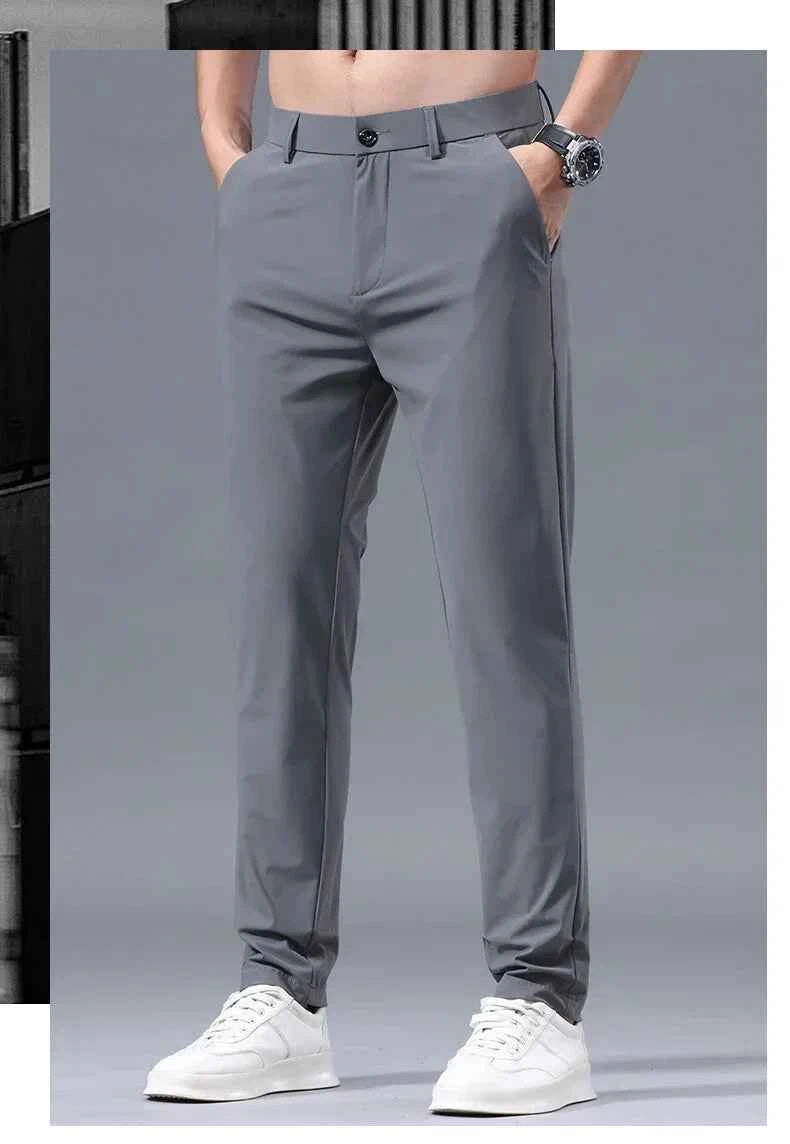 Men's Thin Slim Straight Casual Pants Business Leisure Classic Spring Summer Trousers Brand Clothing Elasticity Male Pants