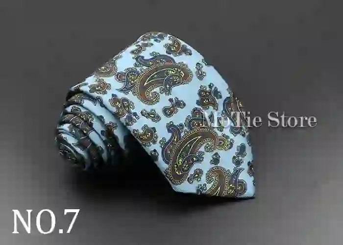 Men's Fashion Silk Tie 7. Soft Novelty Tie Blue Green Orange Color Tie