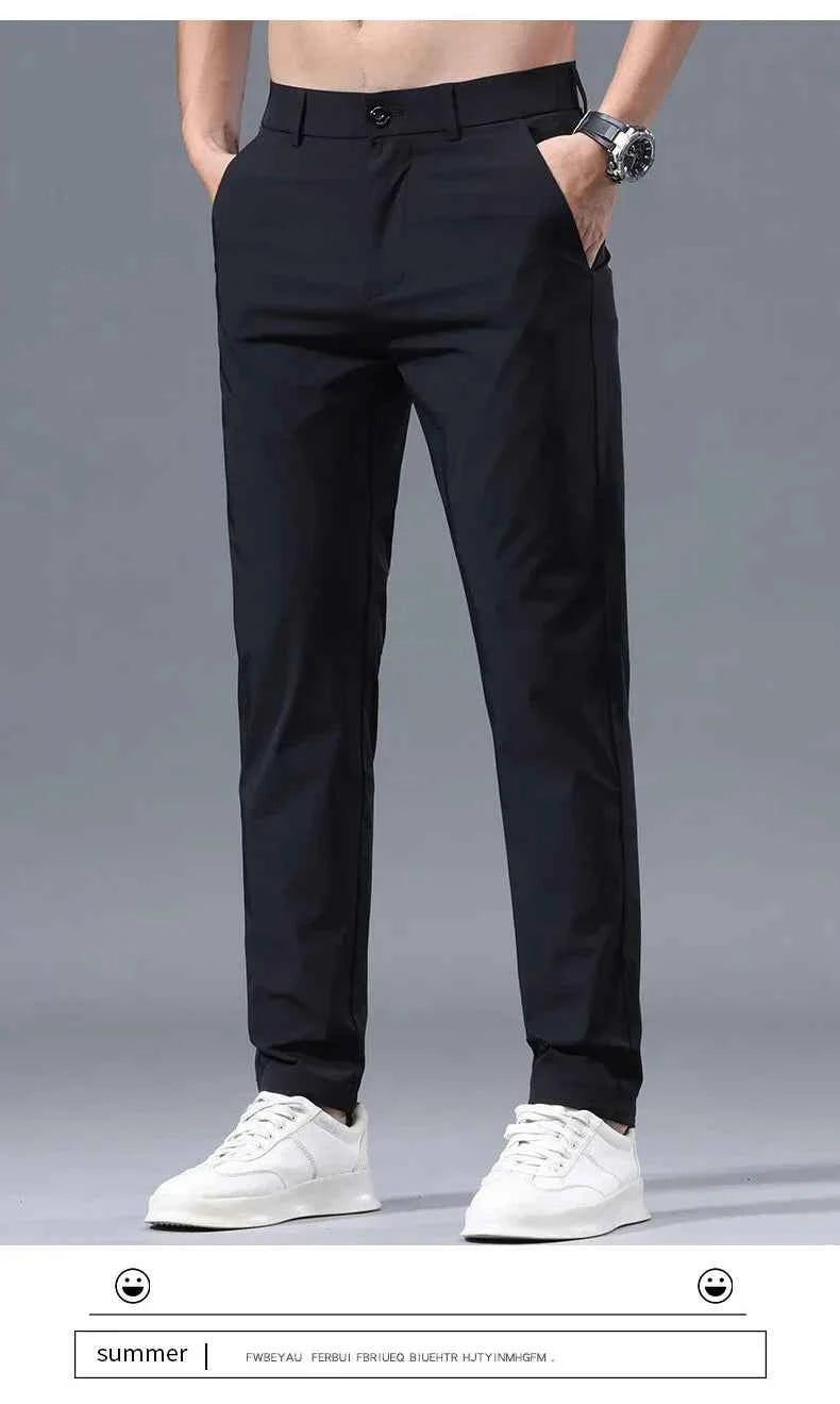 Men's Thin Slim Straight Casual Pants Business Leisure Classic Spring Summer Trousers Brand Clothing Elasticity Male Pants