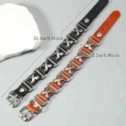 Punk rock X accessories genuine leather bracelet for men women