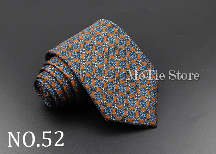 Men's Fashion Silk Tie 7. Soft Novelty Tie Blue Green Orange Color Tie