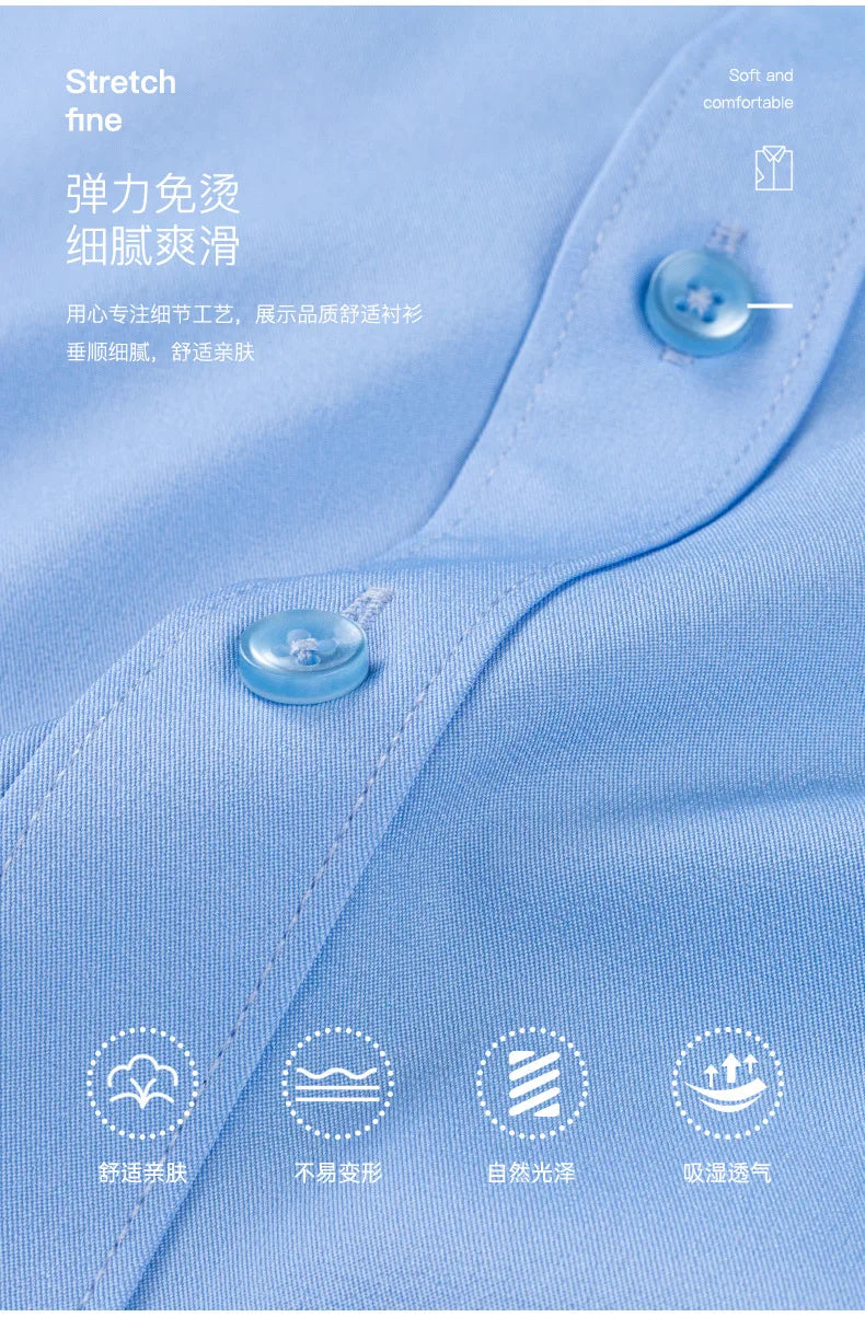 Men's short-sleeved shirt Business casual tooling solid color high-qua