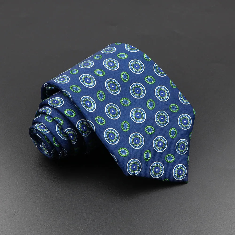 Men's Fashion Silk Tie 7. Soft Novelty Tie Blue Green Orange Color Tie