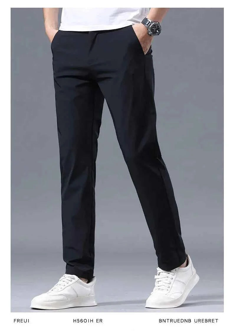 Men's Thin Slim Straight Casual Pants Business Leisure Classic Spring Summer Trousers Brand Clothing Elasticity Male Pants