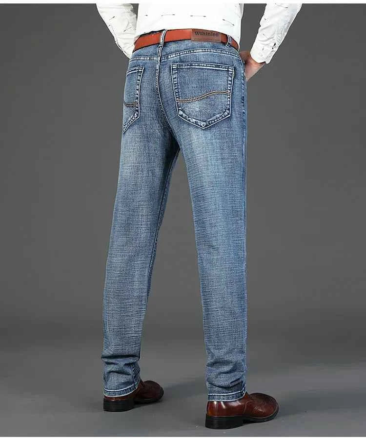 2025 Men’s High-Quality Denim Pants Spring Casual Business Straight Fit Loose Elasticated Mens Pants for Daily Wear Office Wor