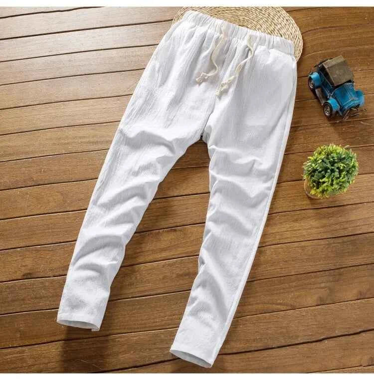 men's casual shirts (Shirt + trousers) 2025 summer men shirt Man Cotton and linen shirts Short sleeve men A set of clothes M-5XL
