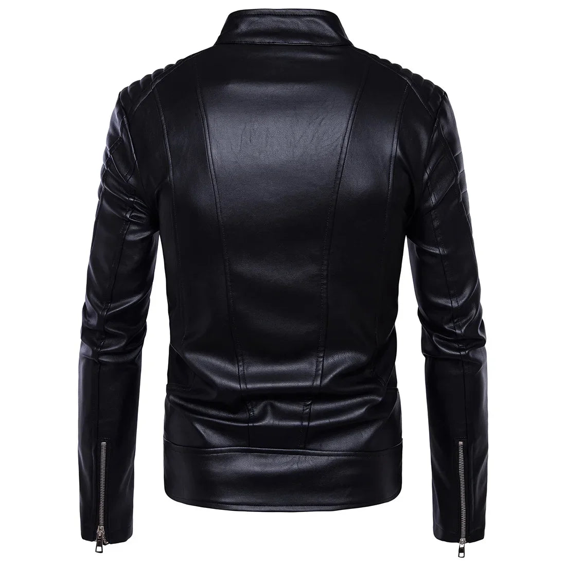 Men's Bomber Jackets Fashion Men Faux Leather Coat Zipper Overcoat Mot