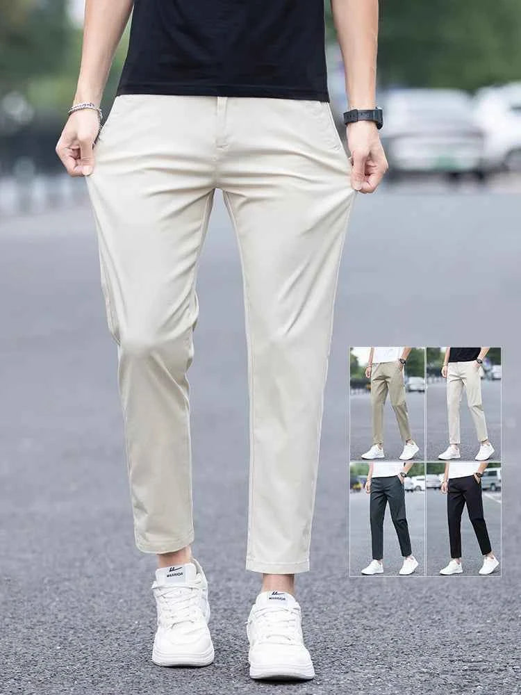 Mens Clothes Spring Summer Thin Casual Pants Men Slim Fashion Stretch Business Korean Trousers Social Leisure Ankle Length Pants