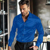 Camisas De Hombre Fashion Solid Shirts MenVintage Button Turn-down Collar Loose Shirt For Mens Clothes Long Sleeve Cardigan Tops