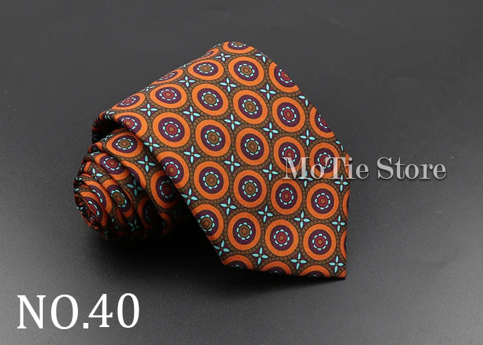 Men's Fashion Silk Tie 7. Soft Novelty Tie Blue Green Orange Color Tie