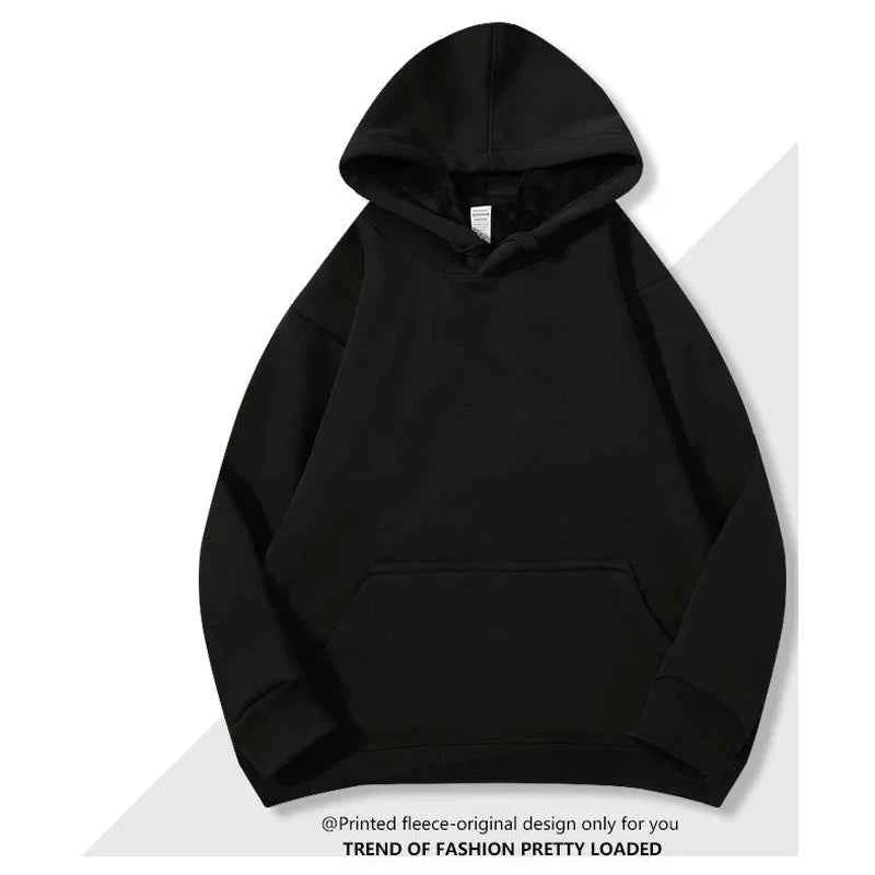 Oversized Basic Hoodie Men 450g Fleece thicken Loose Solid Unisex Autumn Winter Warm Women Sweatshirts Hooded Pullovers Male Top