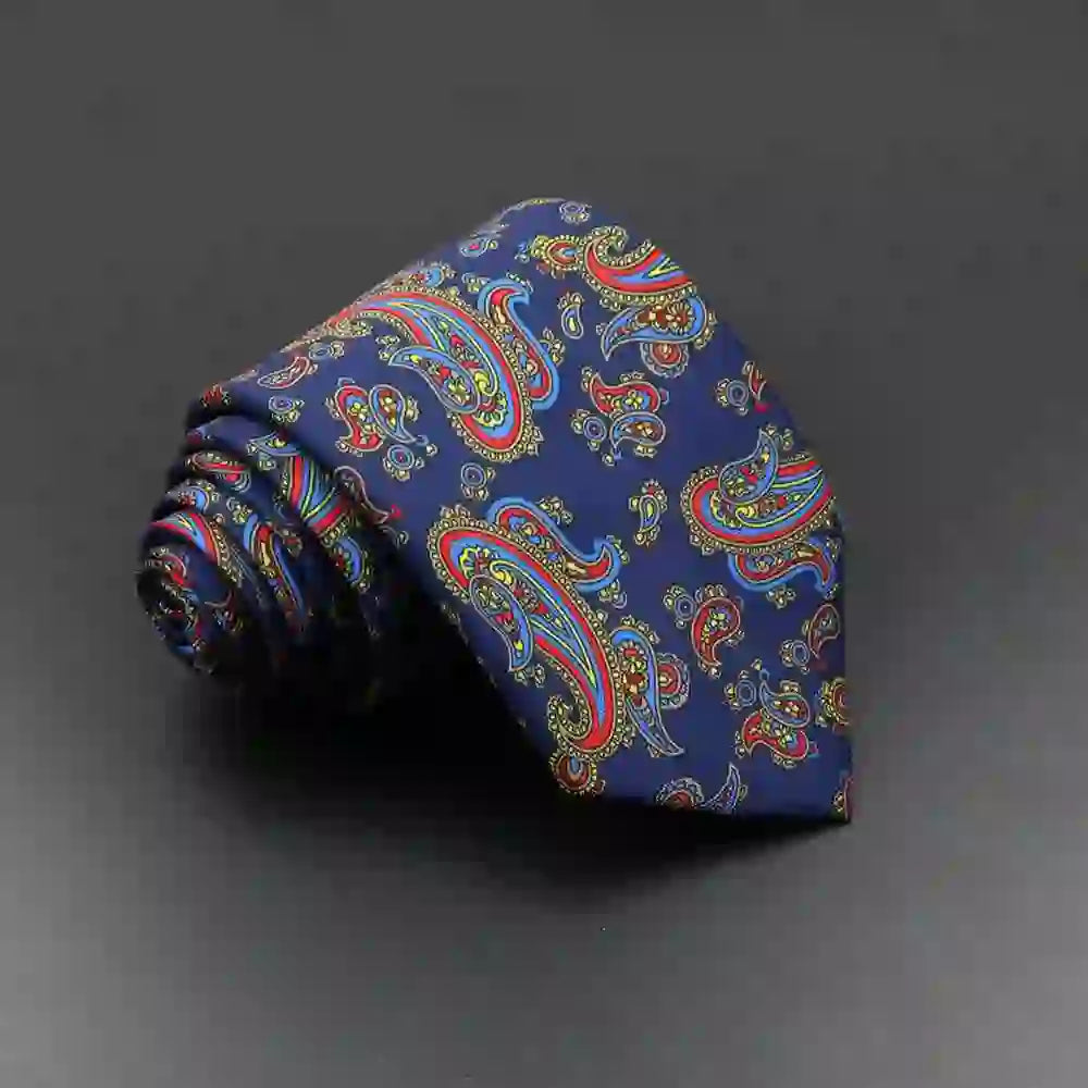 Men's Fashion Silk Tie 7. Soft Novelty Tie Blue Green Orange Color Tie