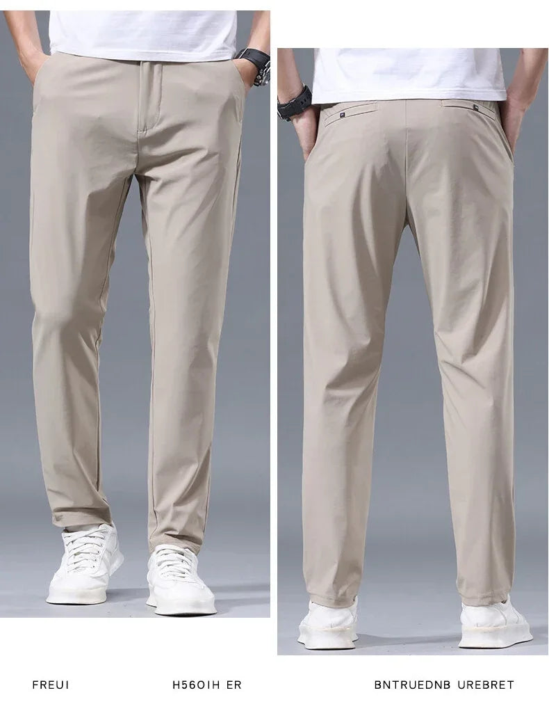 Men's Thin Slim Straight Casual Pants Business Leisure Classic Spring