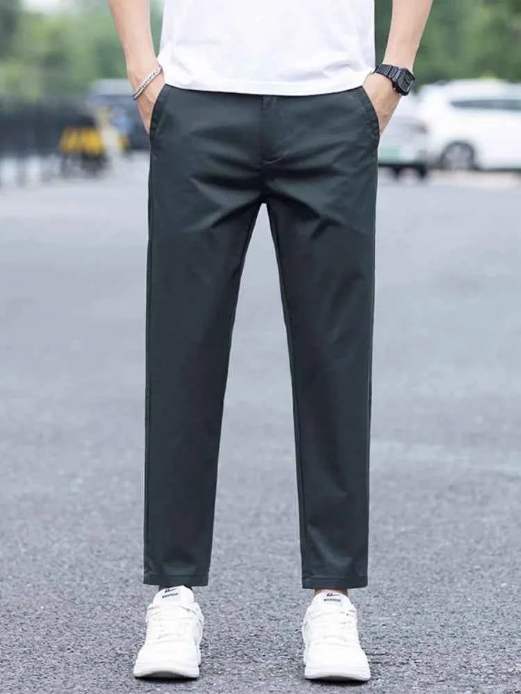 Mens Clothes Spring Summer Thin Casual Pants Men Slim Fashion Stretch Business Korean Trousers Social Leisure Ankle Length Pants