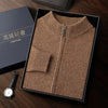 Cashmere Sweater Men | Mock Neck Zipper Cardigan | Winter Knitwear
