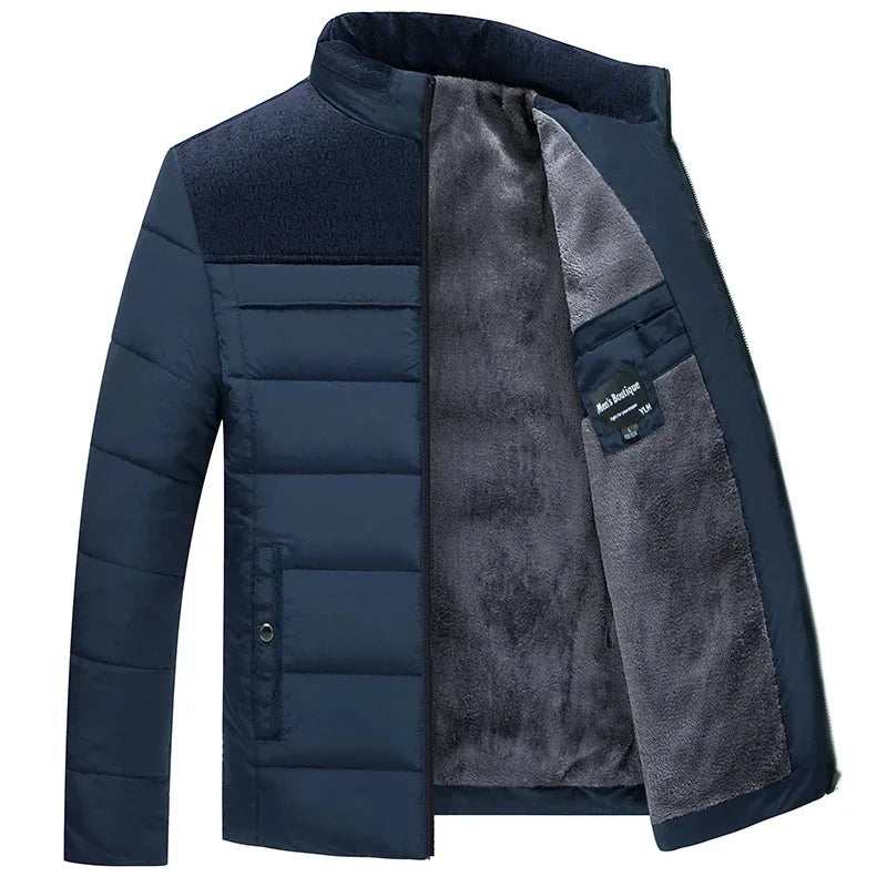 Puffer Jacket Men's Plush Thickened Parkas Stand Collar Jacket Men's C