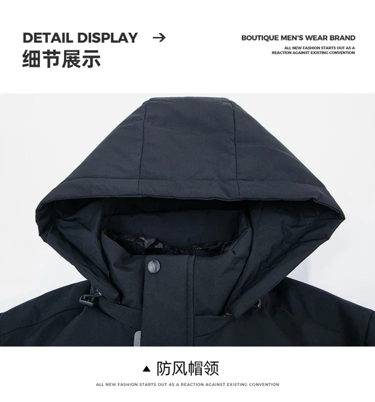 Men's Hooded Jackets Casual Outwear Long Parkas Men New Autumn Winter