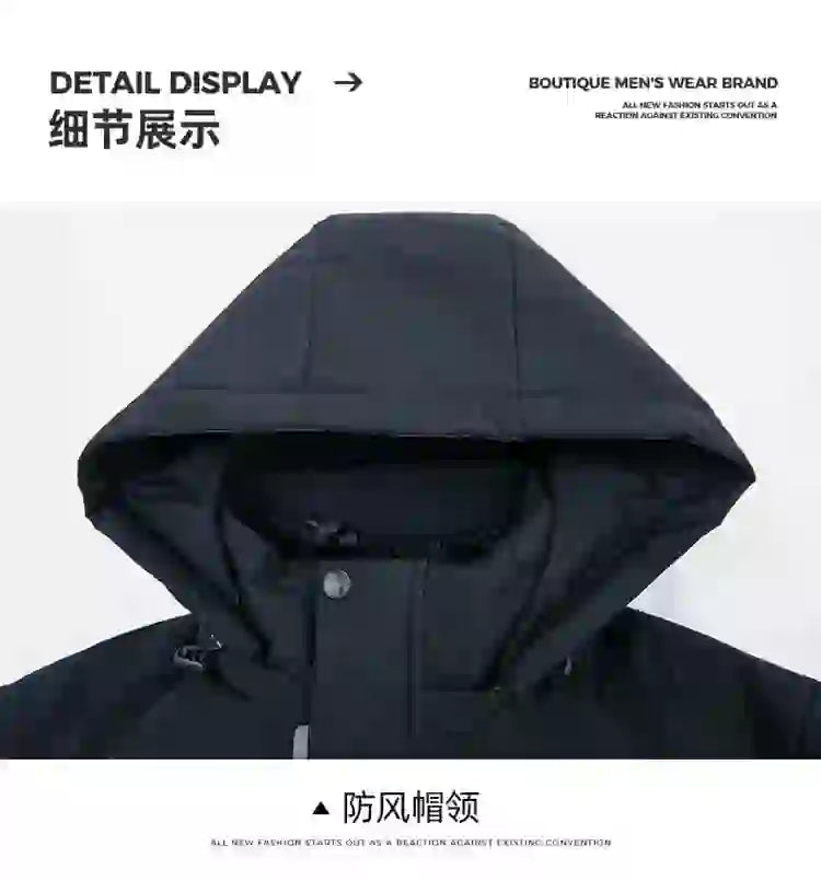 Men's Hooded Jackets Casual Outwear Long Parkas Men New Autumn Winter