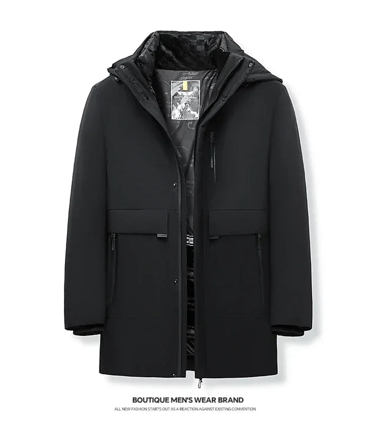 Men's Hooded Jackets Casual Outwear Long Parkas Men New Autumn Winter